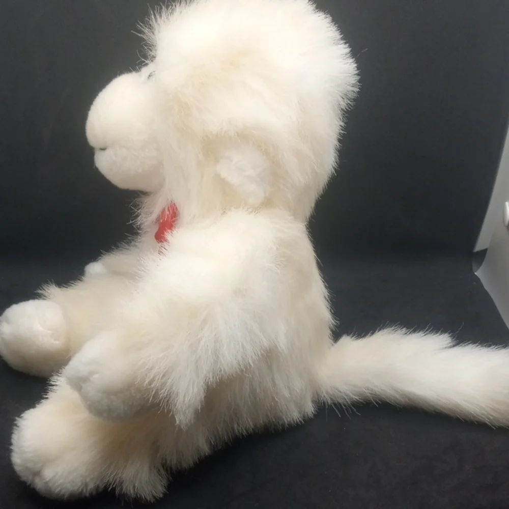 Soft Plush Monkey with Red Bow Vintage